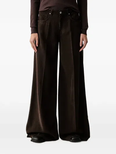 Vicolo Wide-leg Trousers In Brown