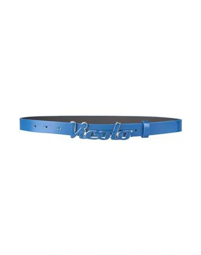 Vicolo Woman Belt Blue Size 30 Leather In Blue