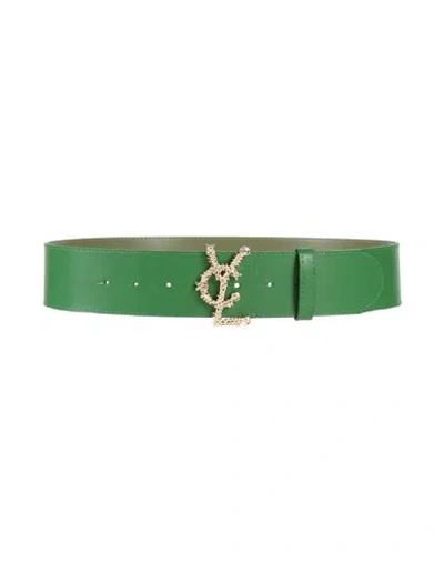 Vicolo Woman Belt Green Size 34 Polyurethane, Polyester, Viscose
