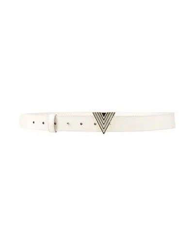 Vicolo Woman Belt Ivory Size 34 Polyurethane, Polyester, Viscose In Neutral