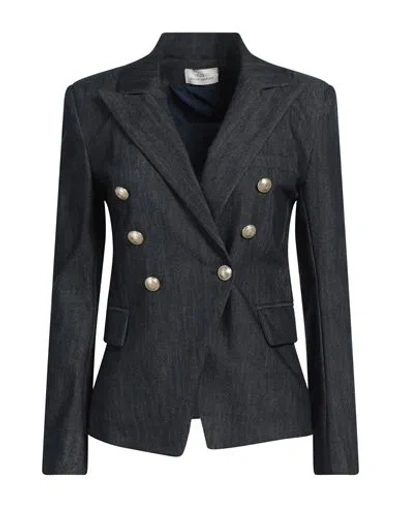 Vicolo Woman Blazer Blue Size M Cotton, Polyester, Elastane