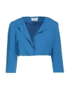 Vicolo Woman Blazer Blue Size M Viscose, Linen