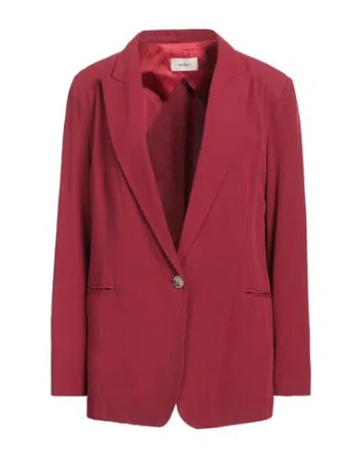Vicolo Woman Blazer Burgundy Size L Viscose, Linen In Red
