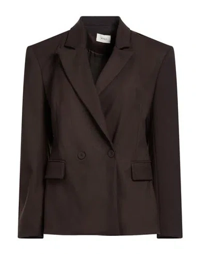 Vicolo Woman Blazer Dark Brown Size L Polyester, Viscose, Elastane