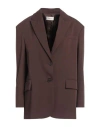 Vicolo Woman Blazer Dark Brown Size M Polyester, Viscose, Elastane