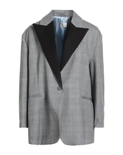 Vicolo Woman Blazer Grey Size Onesize Polyester, Viscose, Elastane In Multi