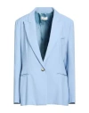Vicolo Woman Blazer Light Blue Size L Viscose, Polyester In Blue