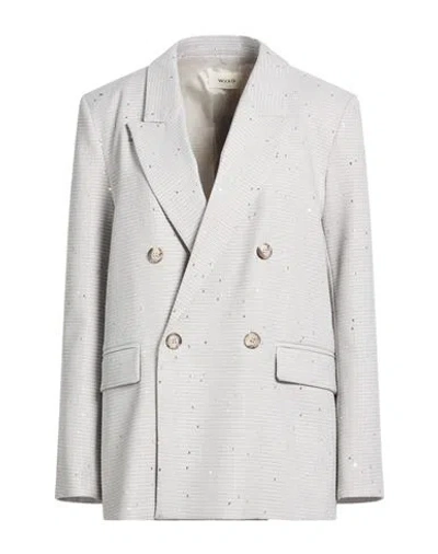 Vicolo Woman Blazer Light Grey Size L Polyester, Viscose, Elastane, Metallic Fiber In Gray