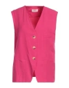 Vicolo Woman Tailored Vest Magenta Size M Viscose, Linen In Magenta