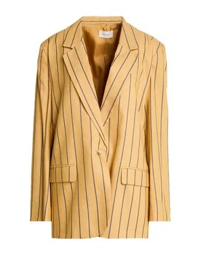 Vicolo Woman Blazer Mustard Size Onesize Linen, Viscose, Cotton, Polyamide In Brown
