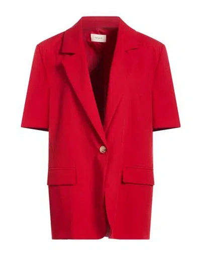 Vicolo Woman Blazer Red Size S Viscose, Linen