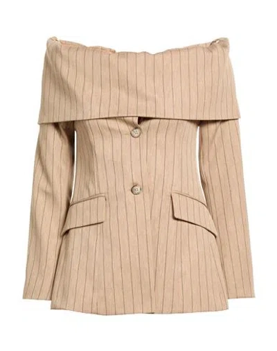 Vicolo Woman Blazer Sand Size M Polyester In Brown