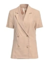 Vicolo Woman Blazer Sand Size S Viscose, Cotton In Beige