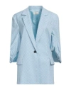 Shop Vicolo Woman Blazer Sky Blue Size M Polyester, Viscose, Elastane