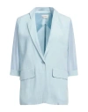 Vicolo Woman Blazer Sky Blue Size Xs Viscose, Linen, Polyester In Blue