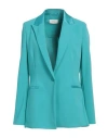 Vicolo Woman Blazer Turquoise Size L Polyester, Elastane In Blue