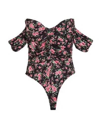 Vicolo Woman Bodysuit Black Size M Polyester, Elastic Fibres