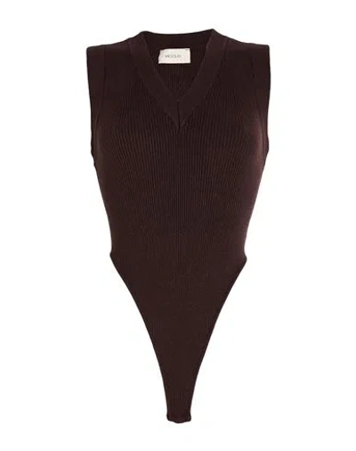 Vicolo Woman Bodysuit Dark Brown Size Onesize Viscose, Polyester, Polyamide