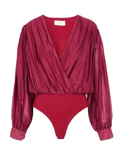 Vicolo Woman Bodysuit Garnet Size M Lyocell, Polyester In Red