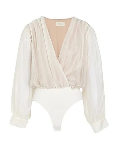 Vicolo Woman Bodysuit Ivory Size M Lyocell, Polyester In White