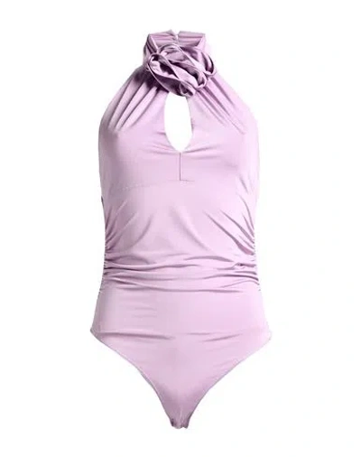 Vicolo Woman Bodysuit Lilac Size Onesize Polyester, Elastane In Purple