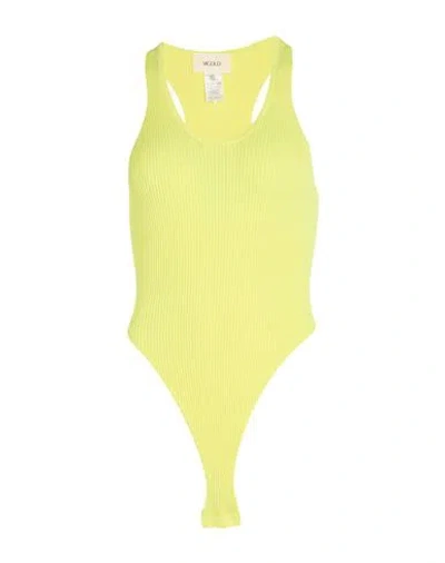 Vicolo Woman Bodysuit Yellow Size Onesize Viscose, Polyester