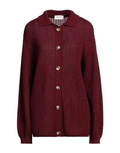 Vicolo Woman Cardigan Burgundy Size Onesize Viscose, Polyamide, Wool, Cashmere In Red