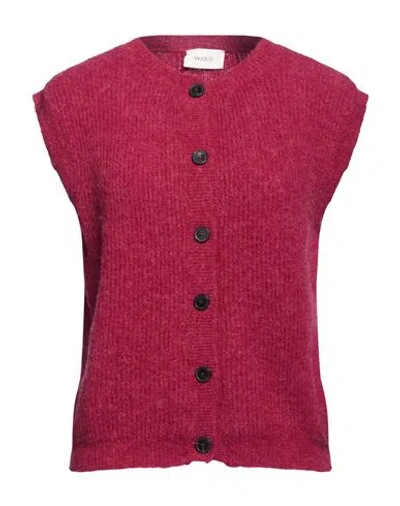 Vicolo Woman Cardigan Garnet Size Onesize Polyester, Wool, Alpaca Wool, Elastane In Pink