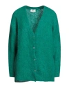 Vicolo Woman Cardigan Green Size Onesize Mohair Wool, Polyamide, Elastane In Green