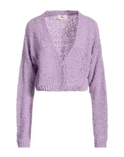 Vicolo Woman Cardigan Lilac Size Onesize Cotton, Polyester In Purple