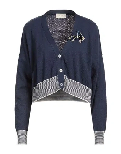 Vicolo Woman Cardigan Navy Size Onesize Cotton, Acrylic In Blue
