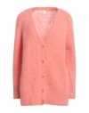 Vicolo Woman Cardigan Salmon Pink Size Onesize Mohair Wool, Polyamide, Elastane In Pink