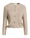 Vicolo Woman Cardigan Sand Size Onesize Cotton, Polyamide In Neutral