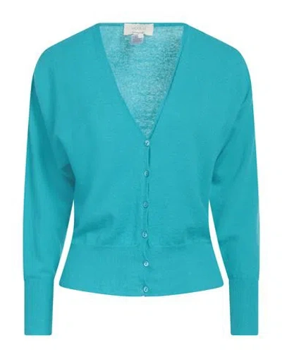 Vicolo Woman Cardigan Turquoise Size Onesize Wool, Cashmere In Blue