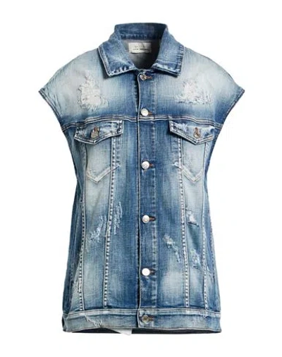 Vicolo Woman Denim Outerwear Blue Size Onesize Cotton, Elastane