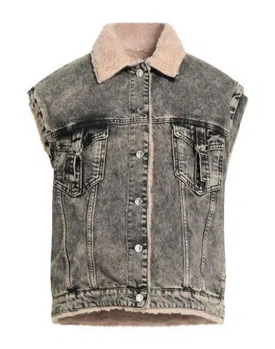 Vicolo Woman Denim Outerwear Sand Size M Cotton In Gray