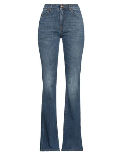 Vicolo Woman Denim Pants Blue Size M Cotton, Elastane
