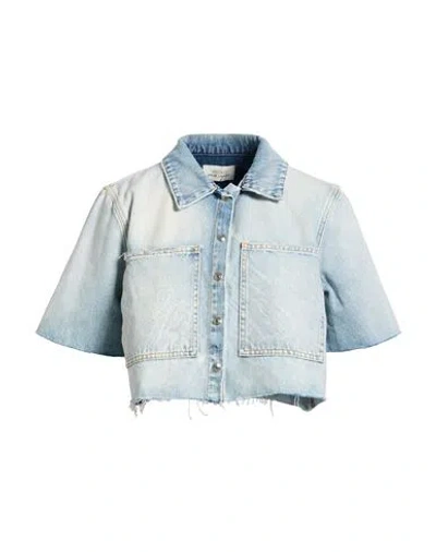 Vicolo Woman Denim Shirt Blue Size S Cotton