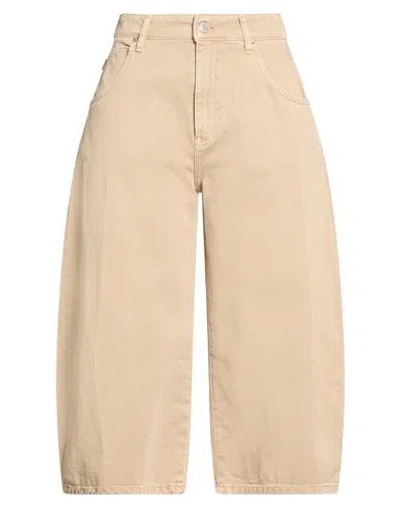 Vicolo Woman Denim Shorts Beige Size Xs Cotton In Brown