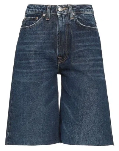 Vicolo Woman Denim Shorts Blue Size Xs Cotton, Tencel