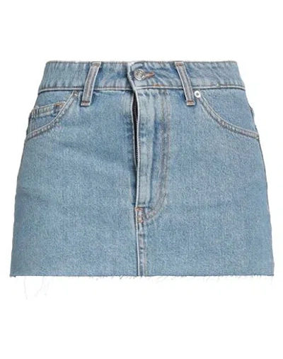 Vicolo Woman Denim Skirt Blue Size L Cotton