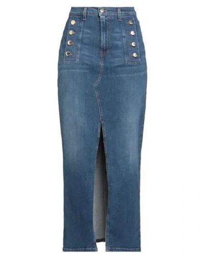 Vicolo Woman Denim Skirt Blue Size L Cotton, Lyocell, Elastomultiester, Elastane