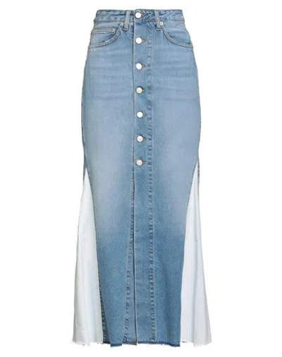 Vicolo Woman Denim Skirt Blue Size M Cotton