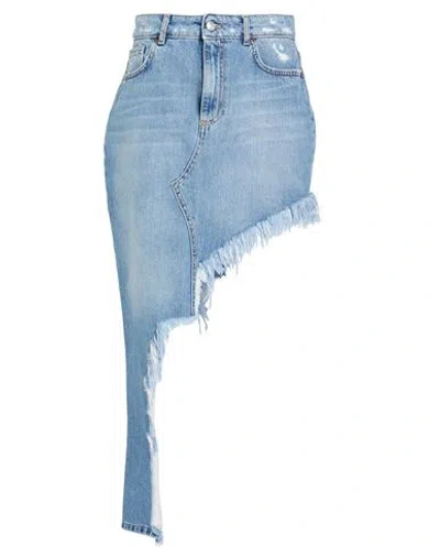 Vicolo Woman Denim Skirt Blue Size M Cotton