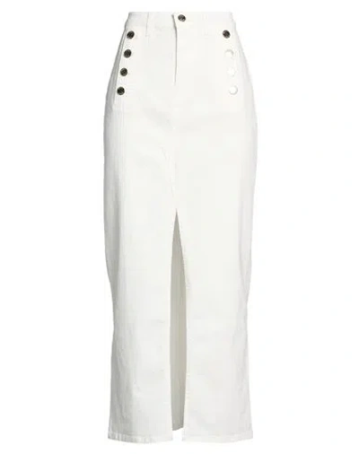 Vicolo Woman Denim Skirt Ivory Size M Cotton, Elastane In White
