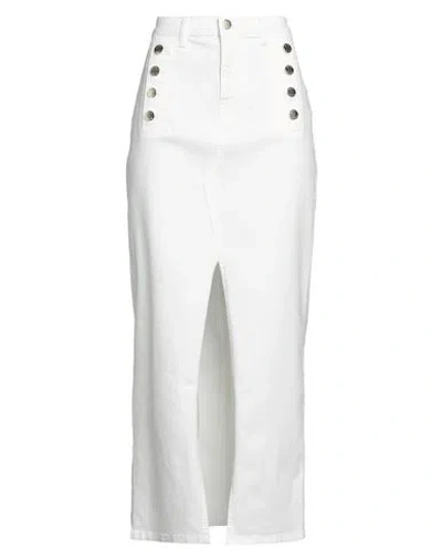 Vicolo Woman Denim Skirt White Size S Cotton, Elastane