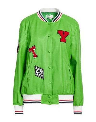 Vicolo Woman Jacket Green Size M Polyurethane, Viscose