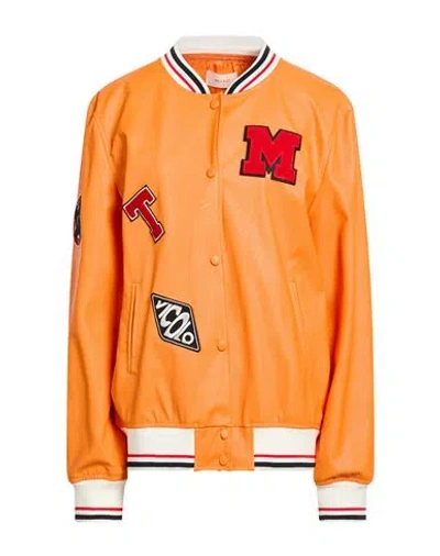 Vicolo Woman Jacket Orange Size M Viscose, Polyurethane, Nylon