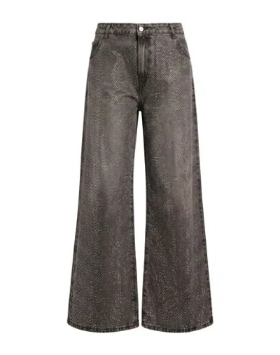 Vicolo Woman Jeans Black Size Xl Cotton, Polyester In Brown