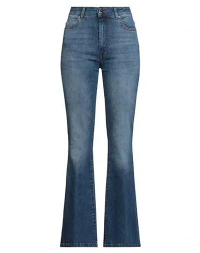 Vicolo Woman Jeans Blue Size L Cotton, Elastane